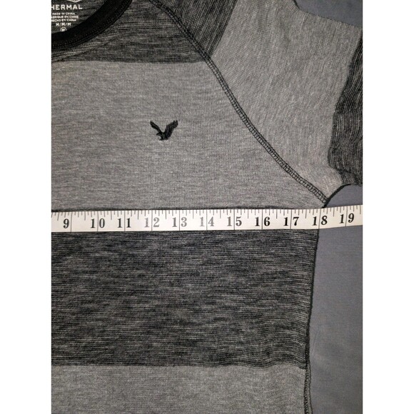 American Eagle Thermal Shirt Men’s Size Medium Gray Waffle Knit Colorblock Y2K - Picture 6 of 10